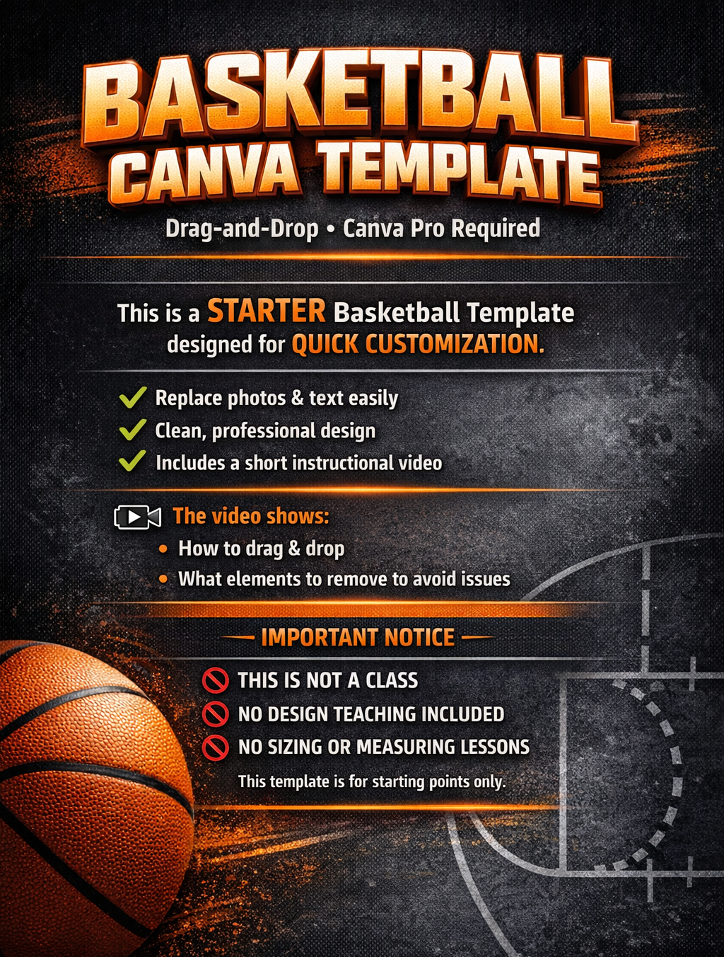 Canva Basketball Panel Template (YOU MUST MEASURE YOUR OWN PANELS)